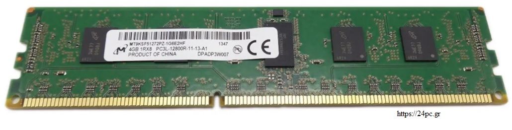 Μνήμη Ram 4GB MICRON PC3L-12800R DDR3-1600 1Rx8 CL11 ECC RDIMM 1.35V - Refurbished