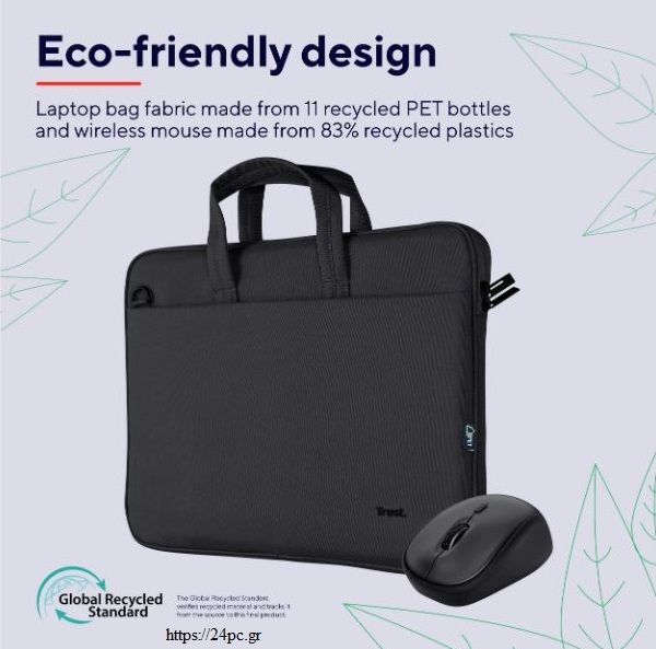 Trust Set bag and mouse BOLOGNA black 24988 Καινούργιο