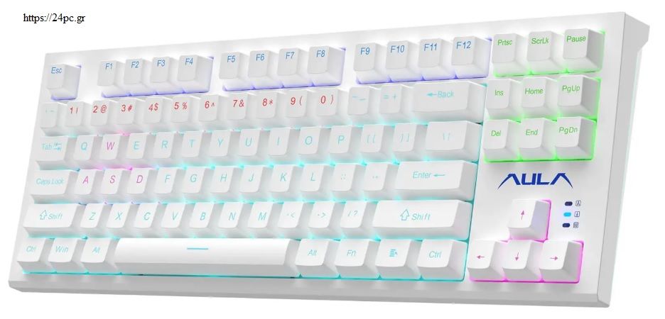 Πληκτρολόγιο Aula F3032 MECHANICAL RGB WHITE USB US-GR - Καινούργιο