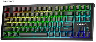 Πληκτρολόγιο Aula F3032 MECHANICAL RGB BLACK USB US-GR - Καινούργιο